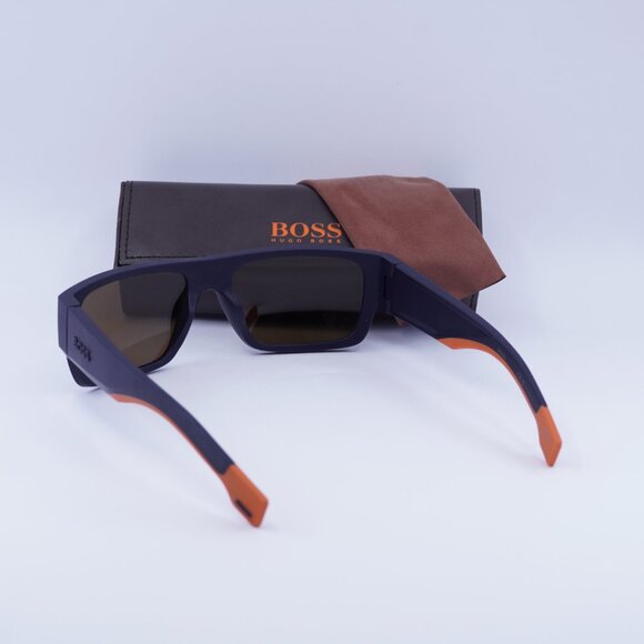 Hugo BOSS 1498/S 0LOX ZV Rectangle Sunglasses - Matte Blue/Silver - Picture 9 of 10